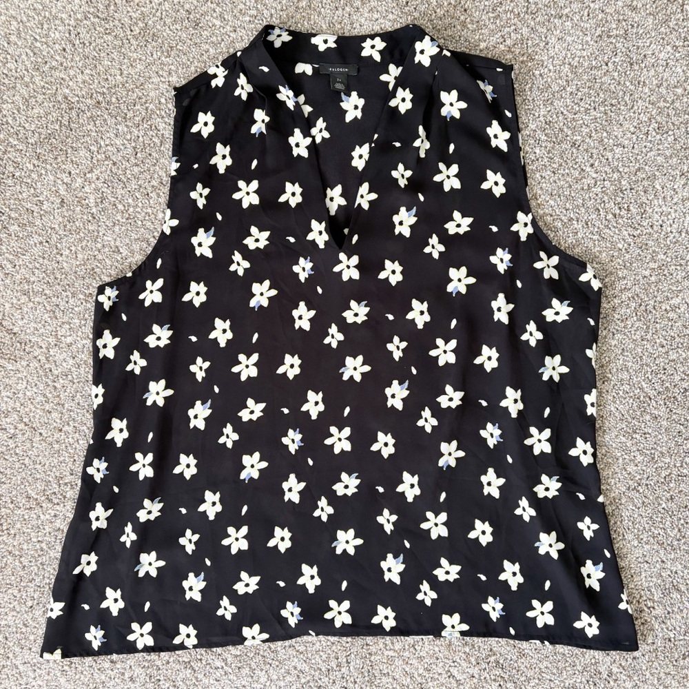 Floral Sleeveless Black Top
